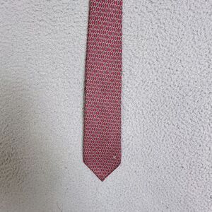 Celine Red and White Geometric Men's Tie silk